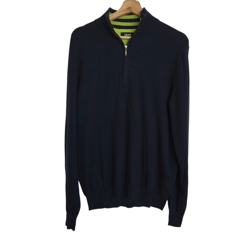 Ashworth Cashmere 1/4 Zip Pullover Super Soft Sweater Preppy MEDIUM - Flaws